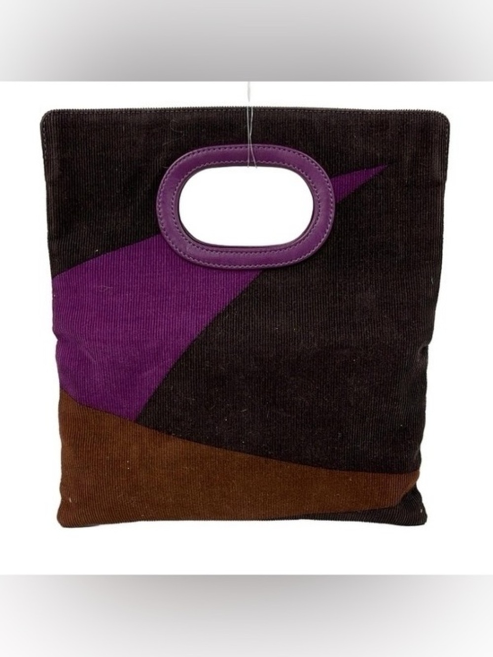 Emilio Pucci Corduroy Colorblock Tote - Purple Brown Black Aubergine